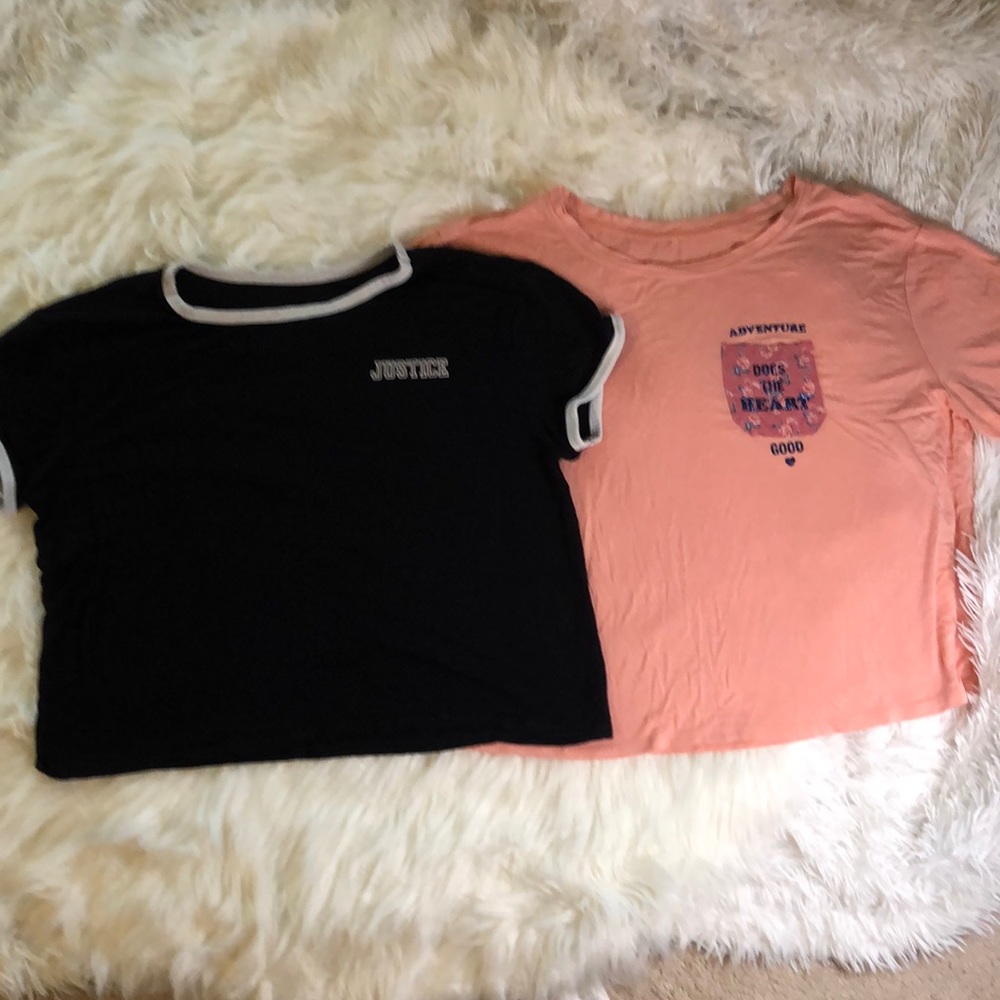 Girls size 18/20 justice tops blk/ coral